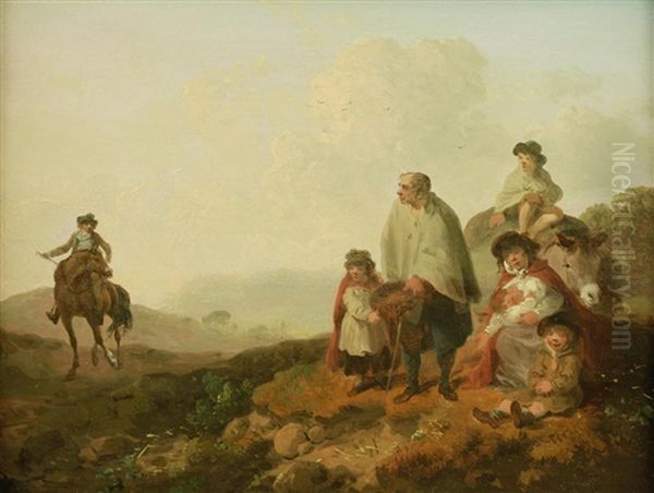 Resting On The Road Oil Painting by Julius Caesar Ibbetson