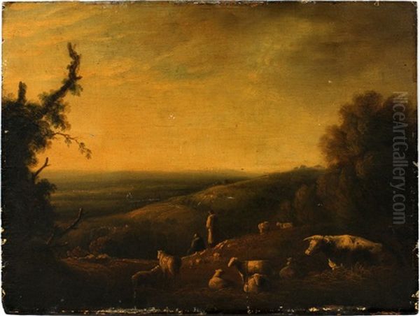 Landscape With Sheep Oil Painting by Julius Caesar Ibbetson