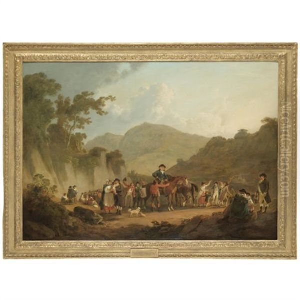 Miners Setting Out From Lord Cawdor's Lead Mine In Camarthenshire To Encounter The French Banditti At Fishguard Oil Painting by Julius Caesar Ibbetson