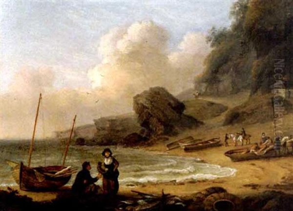 Isle Of Wight Oil Painting by Julius Caesar Ibbetson