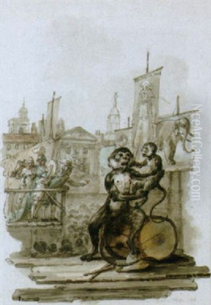 Der Zirkus In Der Stadt Oil Painting by Julius Caesar Ibbetson