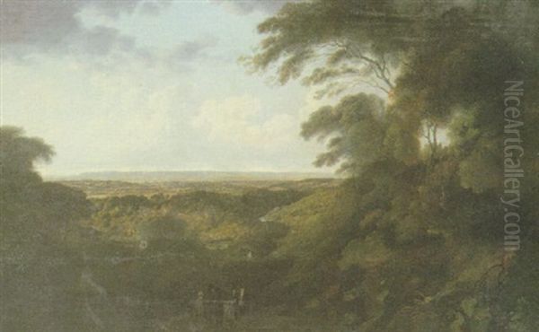 The Vale Of Glamorgan Oil Painting by Julius Caesar Ibbetson