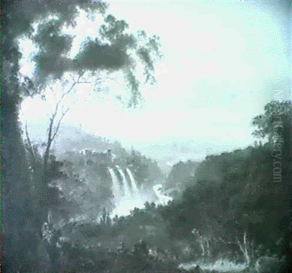 The Villa Of Mycaenas And The Falls At Tivoli by Julius Caesar Ibbetson