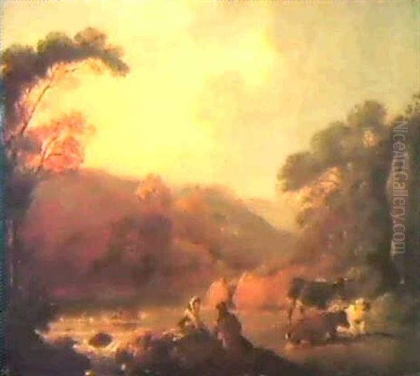 Im Schottischen Bergland Oil Painting by Julius Caesar Ibbetson