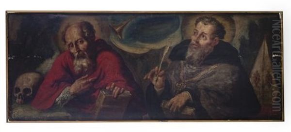 Los Padres De La Iglesia (2 Works) Oil Painting by Baltasar de Echave Ibia