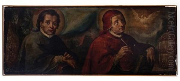 Los Padres De La Iglesia: San Agustin Y San Gregorio Magno Oil Painting by Baltasar de Echave Ibia