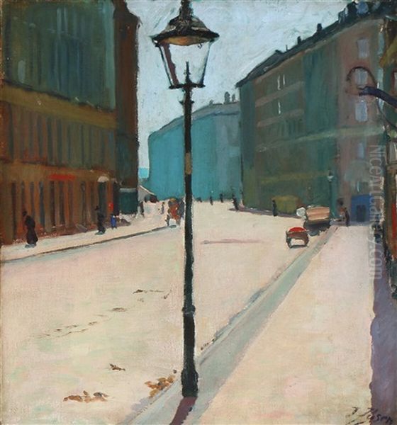 Street Scene Oil Painting by Immanuel Ibsen