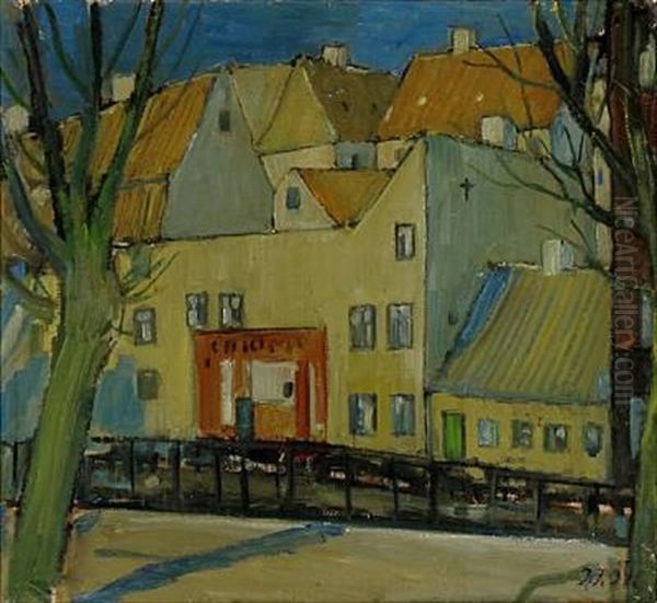 Scenery From Christianshavn, Copenhagen Oil Painting by Immanuel Ibsen