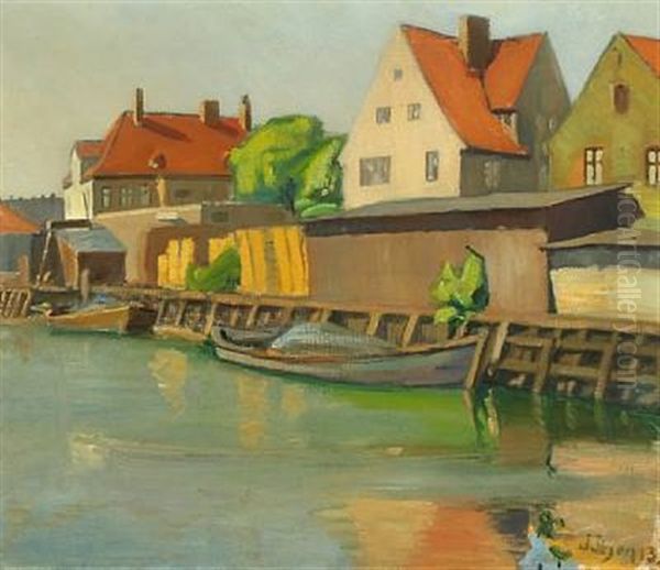 View From The Canals Of Copenhagen Oil Painting by Immanuel Ibsen