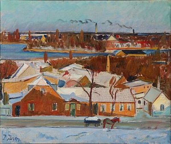 Winter Scene Oil Painting by Immanuel Ibsen