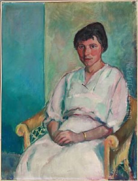 Portrait Of Miss Lucie Tage-jensen Oil Painting by Immanuel Ibsen