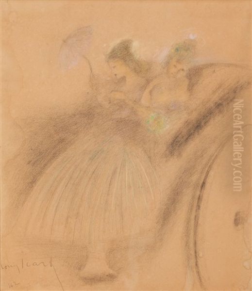 Ladies In A Carriage Oil Painting by Louis Icart