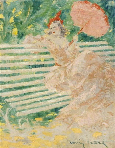 Femme Avec Un Parasol Oil Painting by Louis Icart