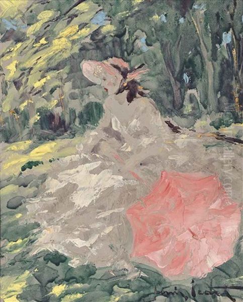 Femme Assise En Sous-bois Oil Painting by Louis Icart