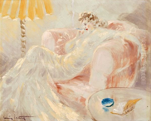 Dama S Cigaretou Oil Painting by Louis Icart