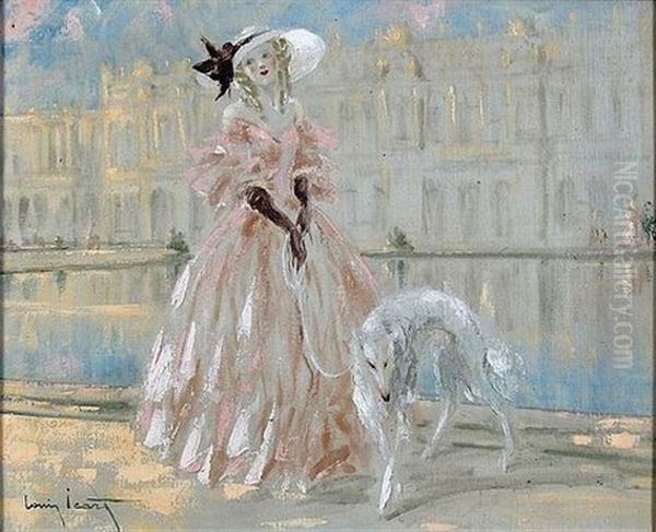 Elegante Au Barzoi A Versailles Oil Painting by Louis Icart