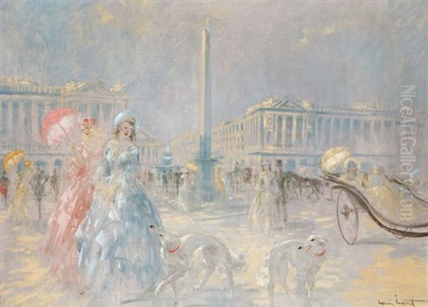 Apres-midi, Place De La Concorde Oil Painting by Louis Icart