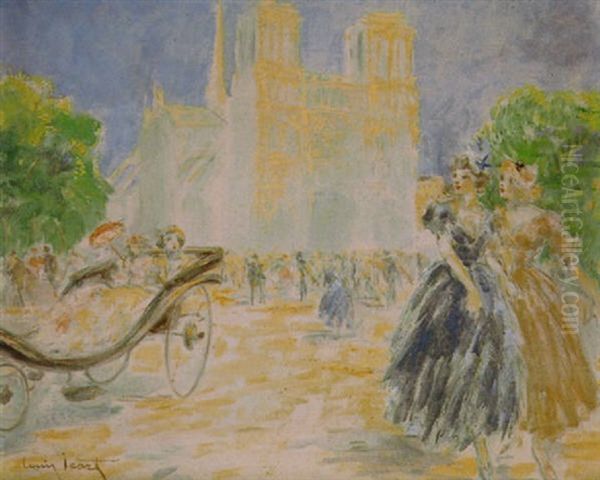 Matin A Notre-dame Oil Painting by Louis Icart