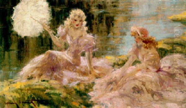 By The Water Oil Painting by Louis Icart