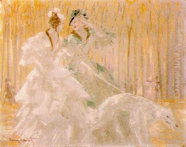 La Promenade Du Levrier Oil Painting by Louis Icart