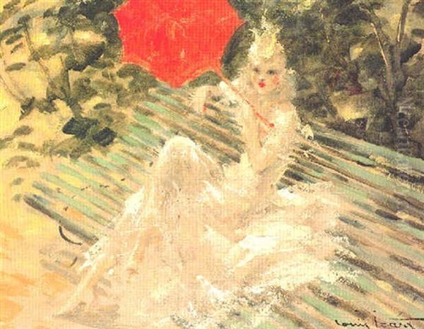 L'ombrelle Rouge Oil Painting by Louis Icart