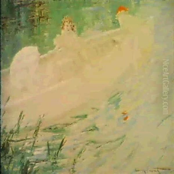 Femmes A La Barque Oil Painting by Louis Icart