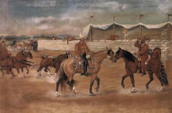 Llegade De Patron Y Sus Invitados A Un Jaripeo Oil Painting by Ernesto Icaza