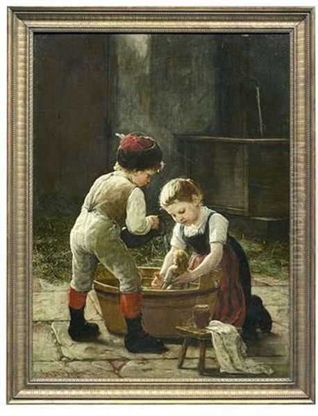 Die Puppeneltern Oil Painting by Gustav Igler