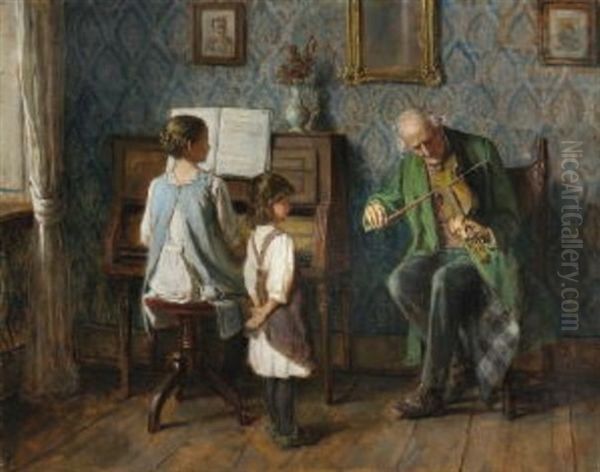 Die Musikstunde Oil Painting by Gustav Igler