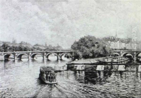 La Seine, Le Vert Galant Oil Painting by Charles Andre Igounet de Villers