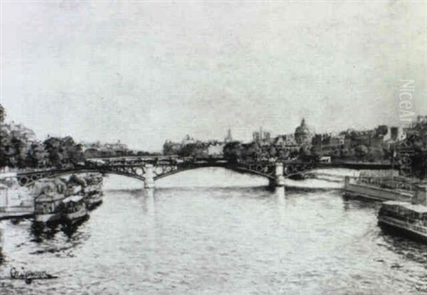 Vue De Paris, Le Pont Des Arts by Charles Andre Igounet de Villers