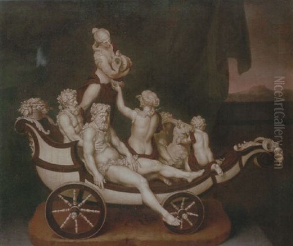 The Chariot Of Silenus Oil Painting by Johann Eberhard Ihle