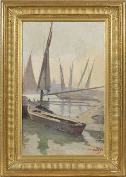 Barques Dans La Rade De Geneve by Jean Daniel Ihly