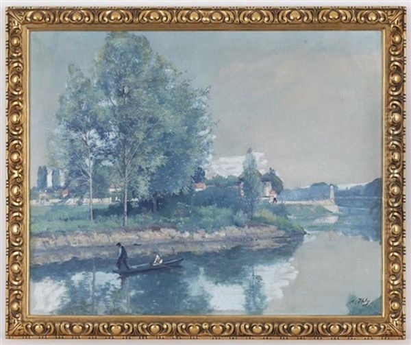 Bord De La Marne A La Varenne Oil Painting by Jean Daniel Ihly