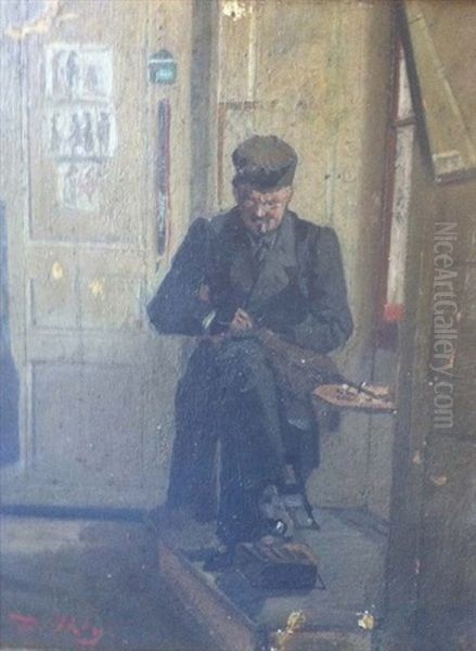 Luthier A Sa Fenetre Oil Painting by Jean Daniel Ihly