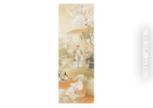 Daigo Cherry Blossoms Oil Painting by Shokoku Ikai