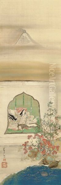 Ishiyamadera Oil Painting by Koson Ikeda