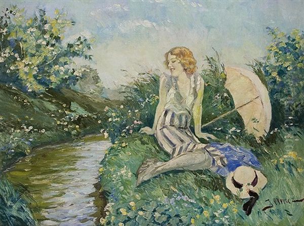 By The Creek by Leopold Illencz