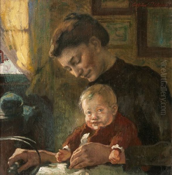 Mother And Child Oil Painting by Arthur Illies