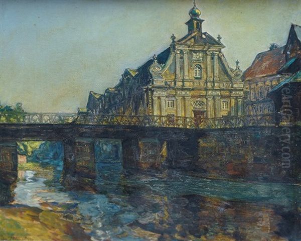 Impression From Luneburg Oil Painting by Arthur Illies