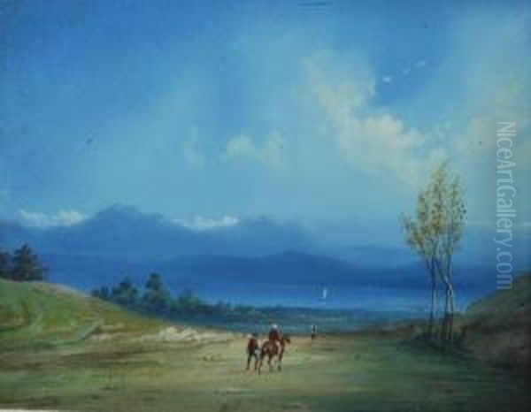 Scorcio Di Lago Lombardo Oil Painting by Luigi Bartezago