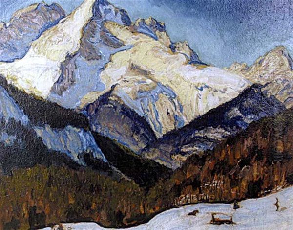 Alpenlandschaft In Winter Oil Painting by Arthur Illies