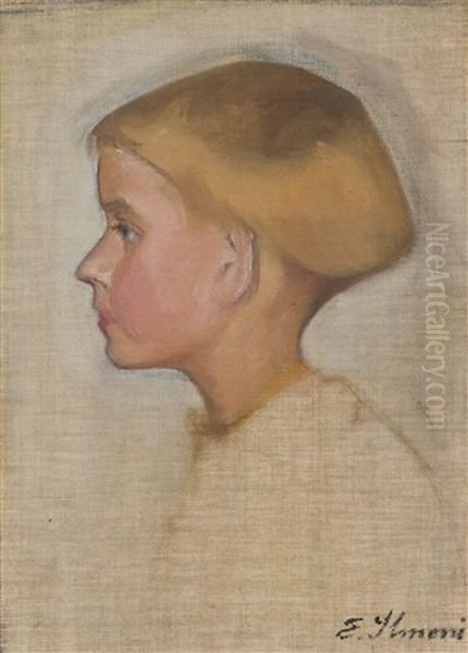 Profile Of A Boy Oil Painting by Einar Ilmoni