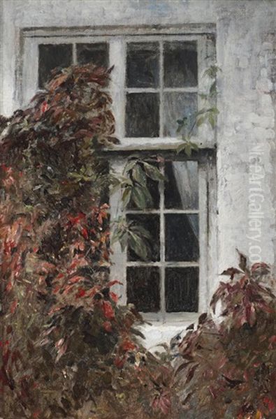 Virginia Creeper About A Window At Liselund Oil Painting by Peter Vilhelm Ilsted