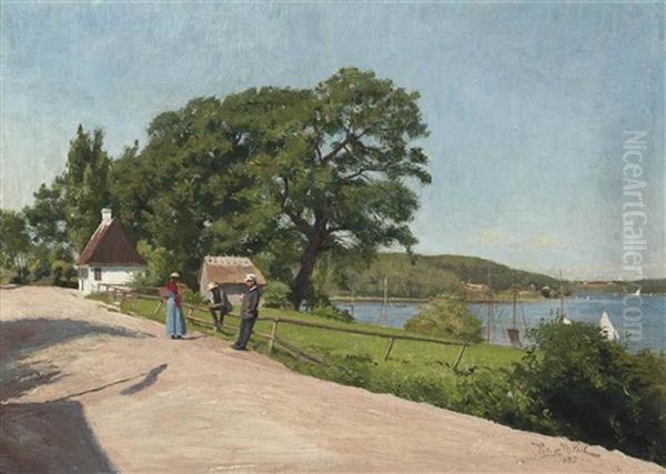 A Conversation In Troense, Denmark Oil Painting by Peter Vilhelm Ilsted