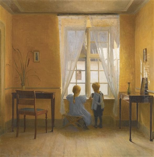 At The Window Oil Painting by Peter Vilhelm Ilsted