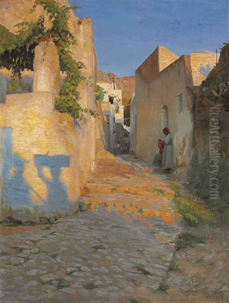 A Street Scene In Tunisia Oil Painting by Peter Vilhelm Ilsted