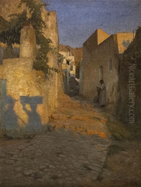 Street Scene In Tunisia Oil Painting by Peter Vilhelm Ilsted