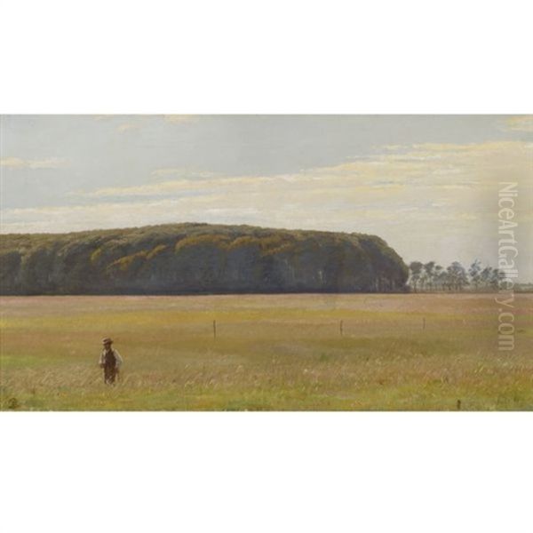 Figure In A Summer Landscape Oil Painting by Peter Vilhelm Ilsted