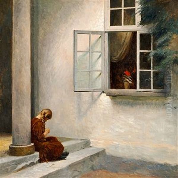 Lille Pige Ved Sojle - Liselund Oil Painting by Peter Vilhelm Ilsted